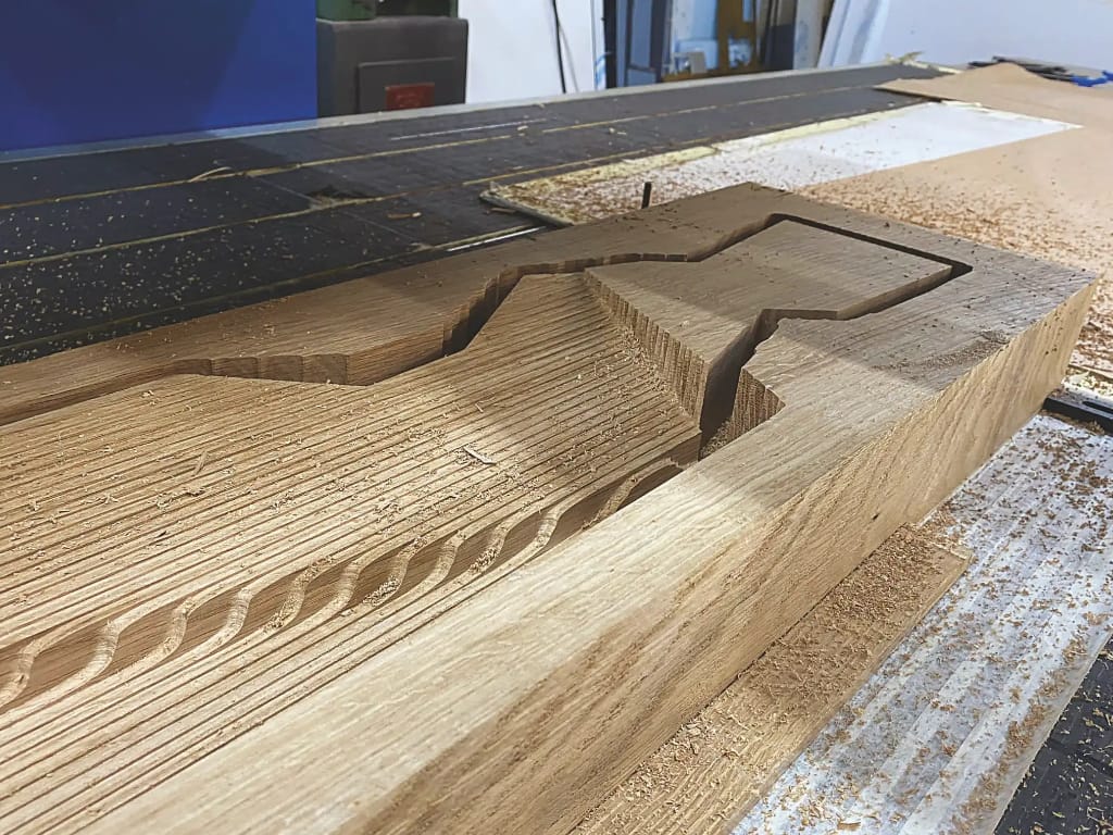 Wood carving phase.