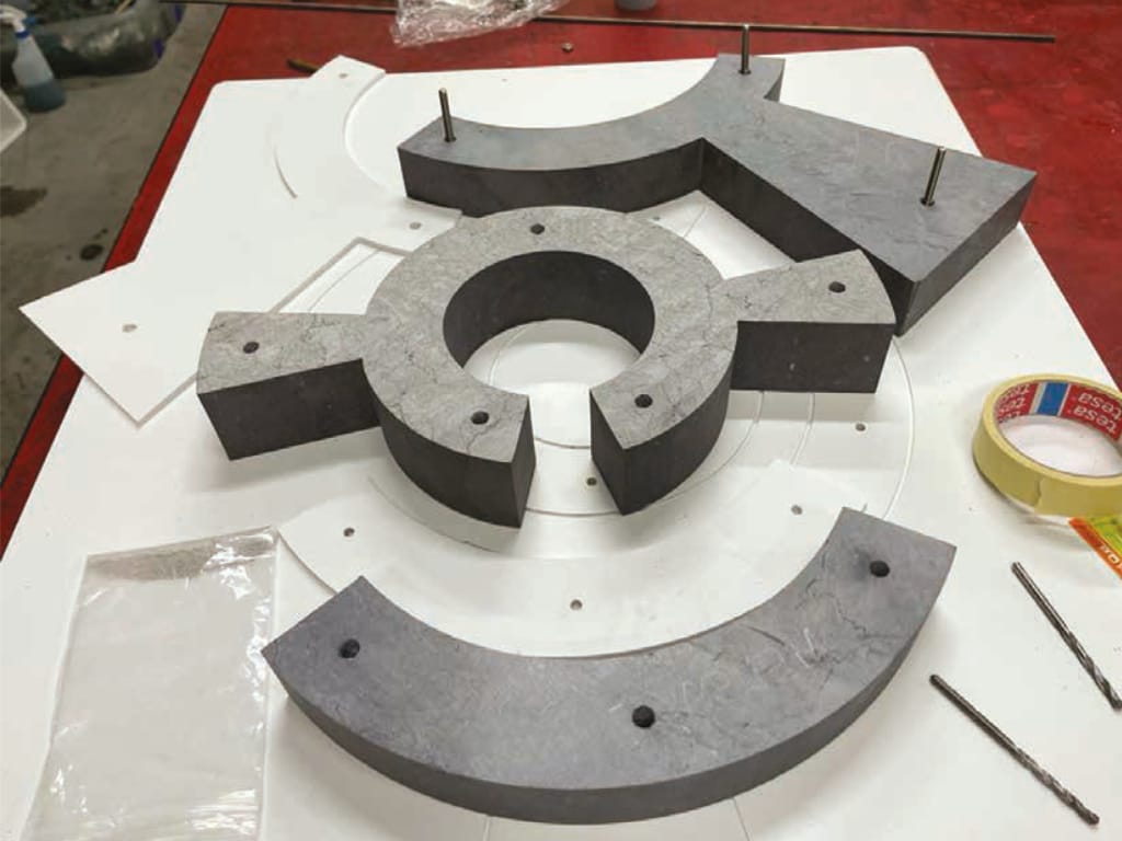 Some stone pieces from the sculpture.